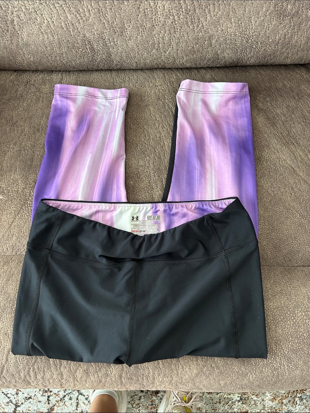 Under Armour Black Leggings with Purple Ombre Panels